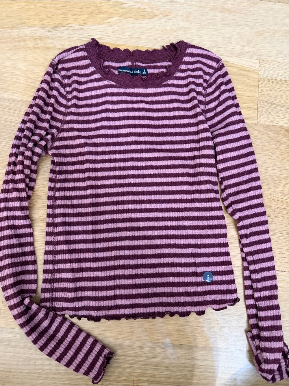 Abercrombie & Fitch Pink and Burgundy Striped Ribbed Top